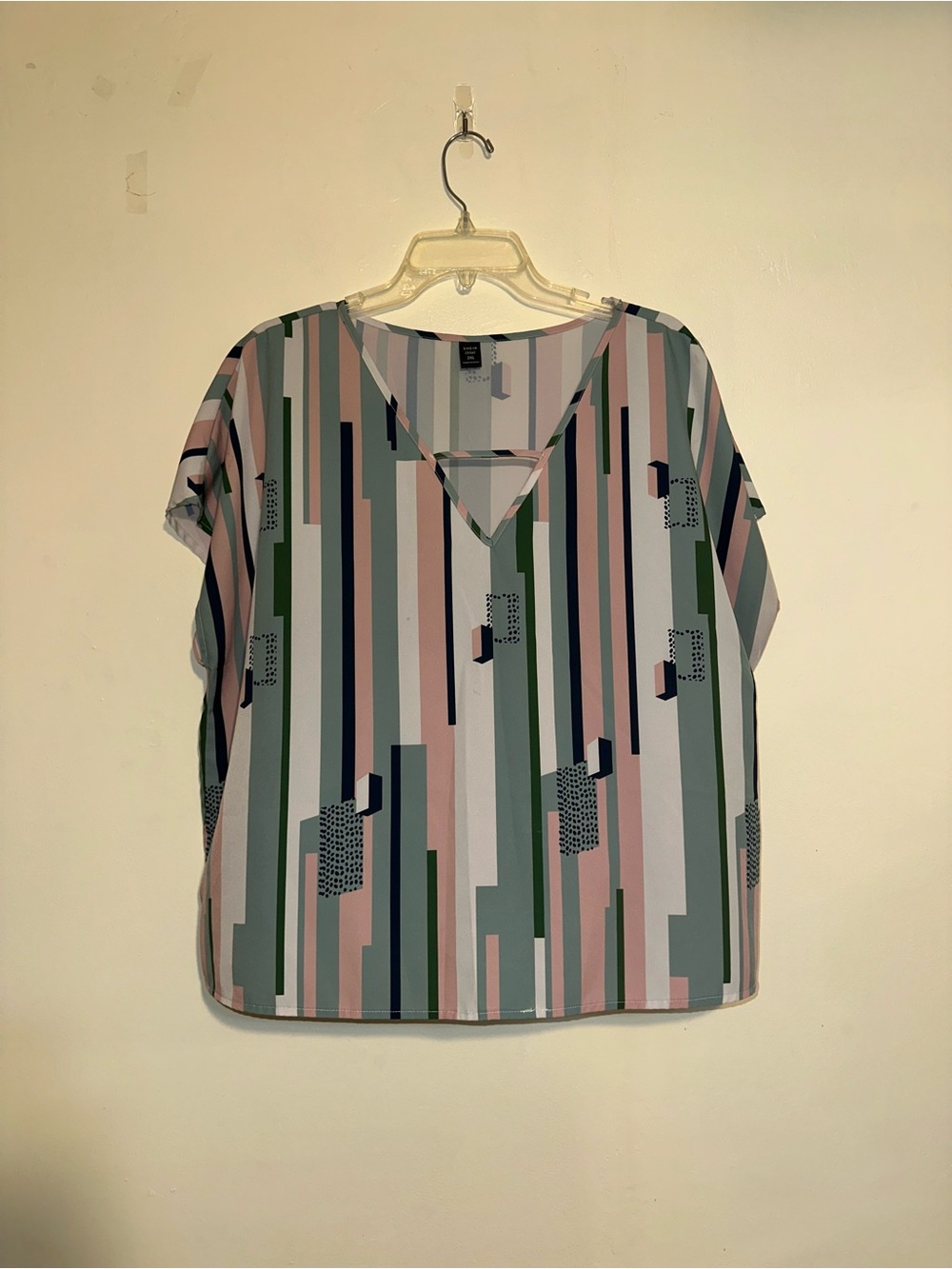 Striped V-Neck Short Sleeve Top